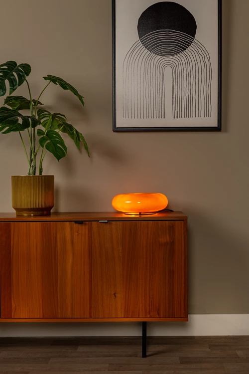 Lucide SENTINO - Lampe de table - Ø 29,5 cm - 3xG9 - Orange - ambiance 1